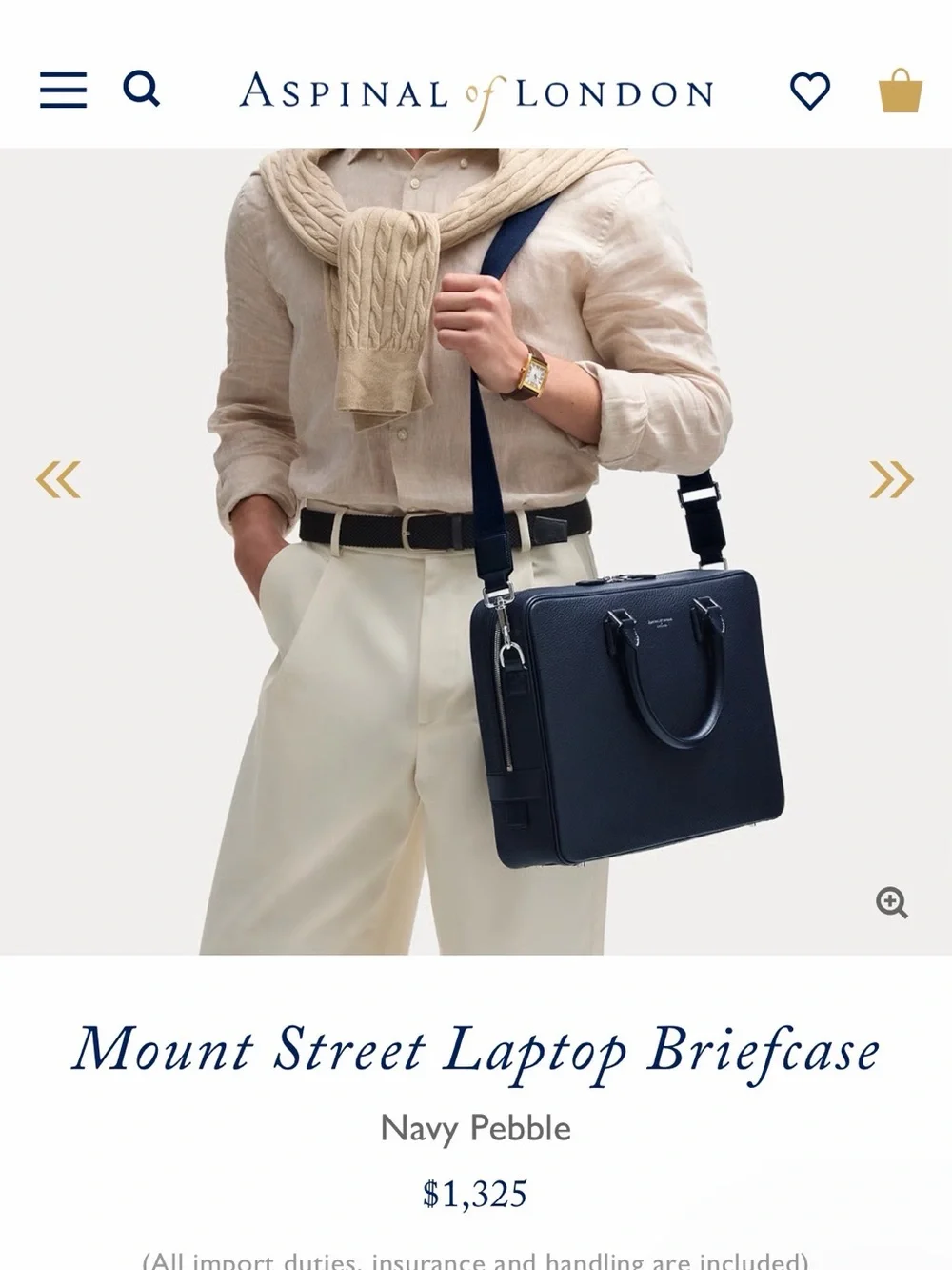 Aspinal of London Black Laptop Bag